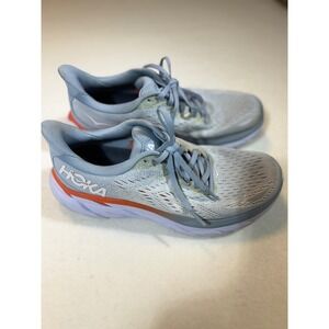 Hoka Clifton 8 Women's Running Shoes Gray Orange Low Top Comfort Sneakers